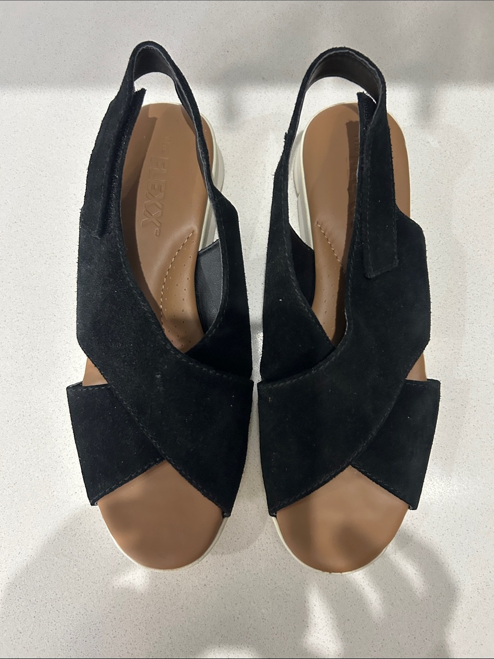 The Flexx Black Suede Slingback Sandals by Flexx- Size 9